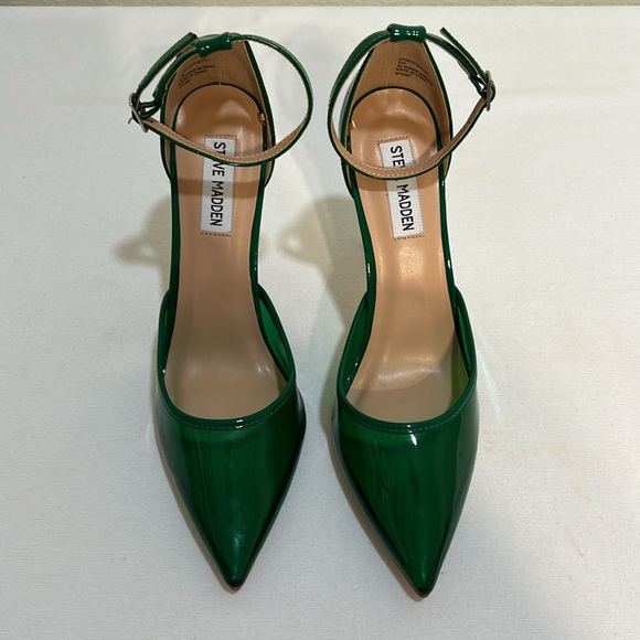 STEVE MADDEN ALESSI POINTED 4” HEELS ANKLE STRAPPED GREEN Sz 9 - Picture 3 of 11